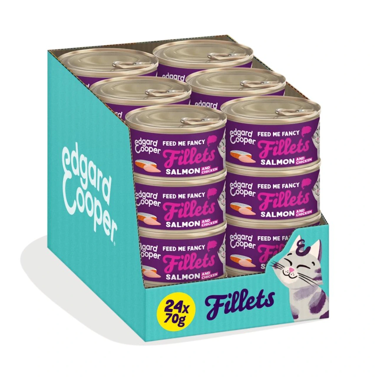 Edgard & Cooper kattefilet laks og tun i bouillon 70 g